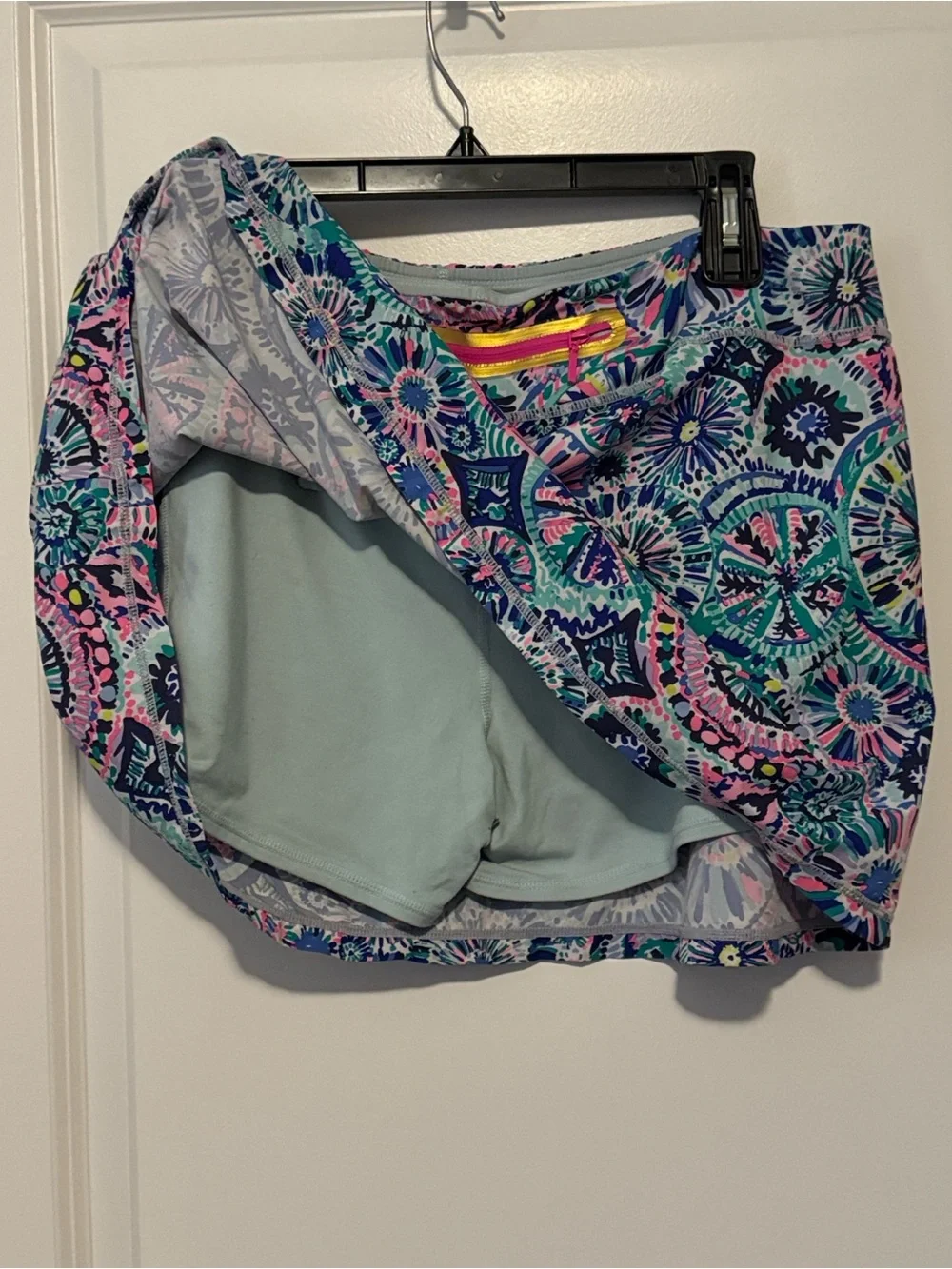 Lilly Pulitzer Teal Navy Pink Floral-Medallion Skort - Picture 3 of 3